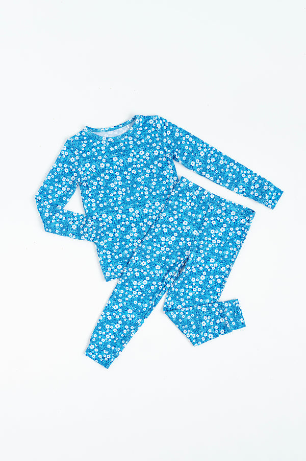 blue-base-flowers-two-piece-long-set-little-pajama-co - Sophia's Style Baby & Toddler Sleepwear-1